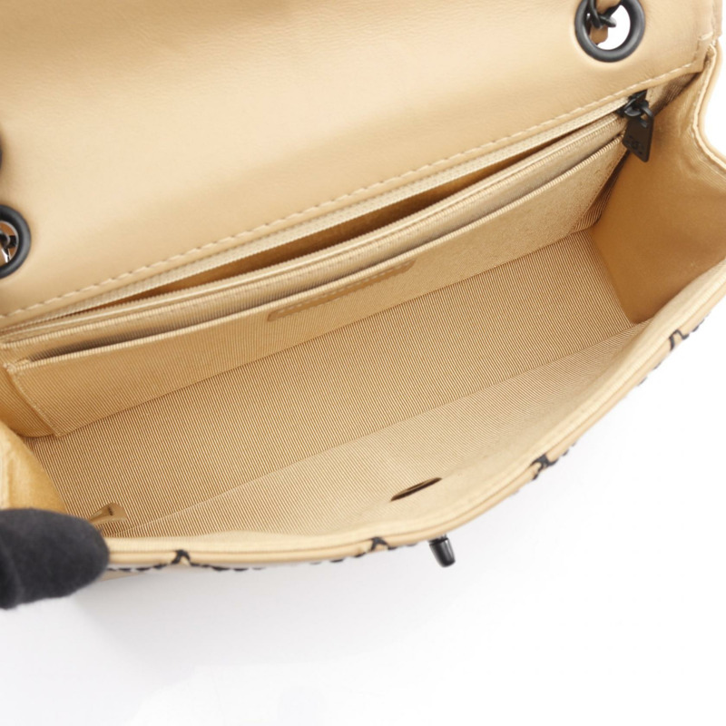 香奈兒 (CHANEL) 狂野縫線鏈條肩背包 小牛皮 米色 二手 女士 CC-2