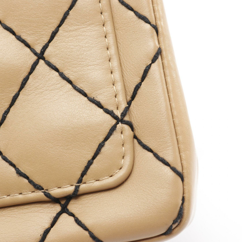 香奈兒 (CHANEL) 狂野縫線鏈條肩背包 小牛皮 米色 二手 女士 CC-7