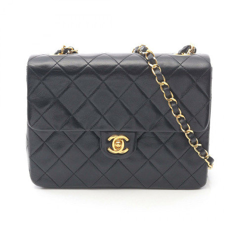 香奈兒迷你Matelasse 20鏈條斜挎包，羊皮材質，黑色，二手，金色五金