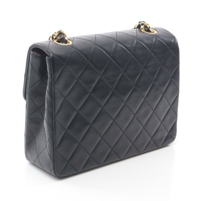 香奈兒迷你Matelasse 20鏈條斜挎包,羊皮材質,黑色,二手,金色五金-1