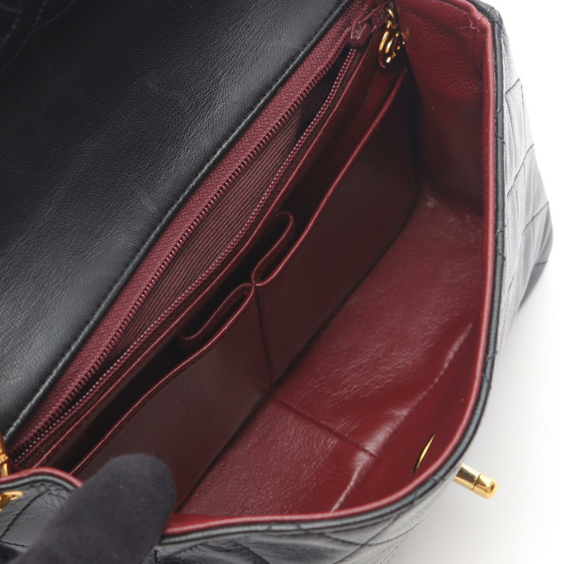 香奈兒迷你Matelasse 20鏈條斜挎包,羊皮材質,黑色,二手,金色五金-2