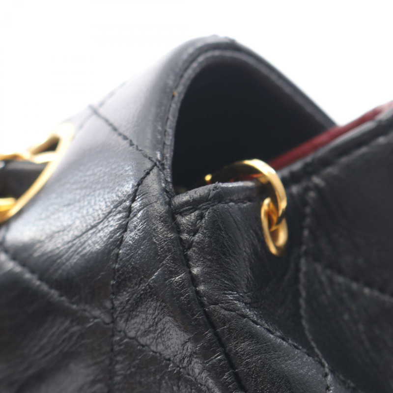 香奈兒迷你Matelasse 20鏈條斜挎包,羊皮材質,黑色,二手,金色五金-10