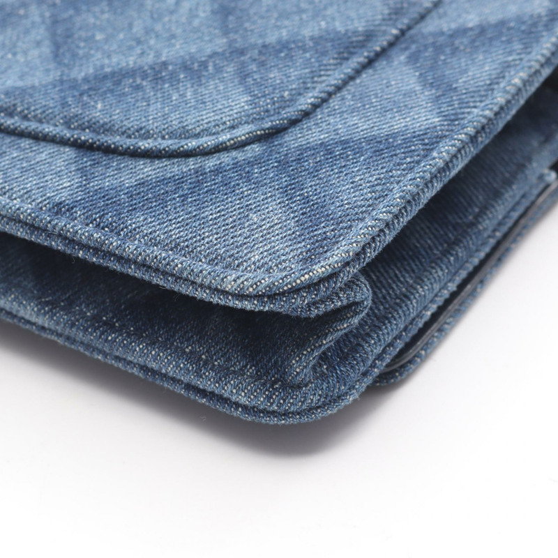 香奈兒 (CHANEL) 絎縫鏈條肩包斜背包 牛仔藍 二手 女士 金色五金-5