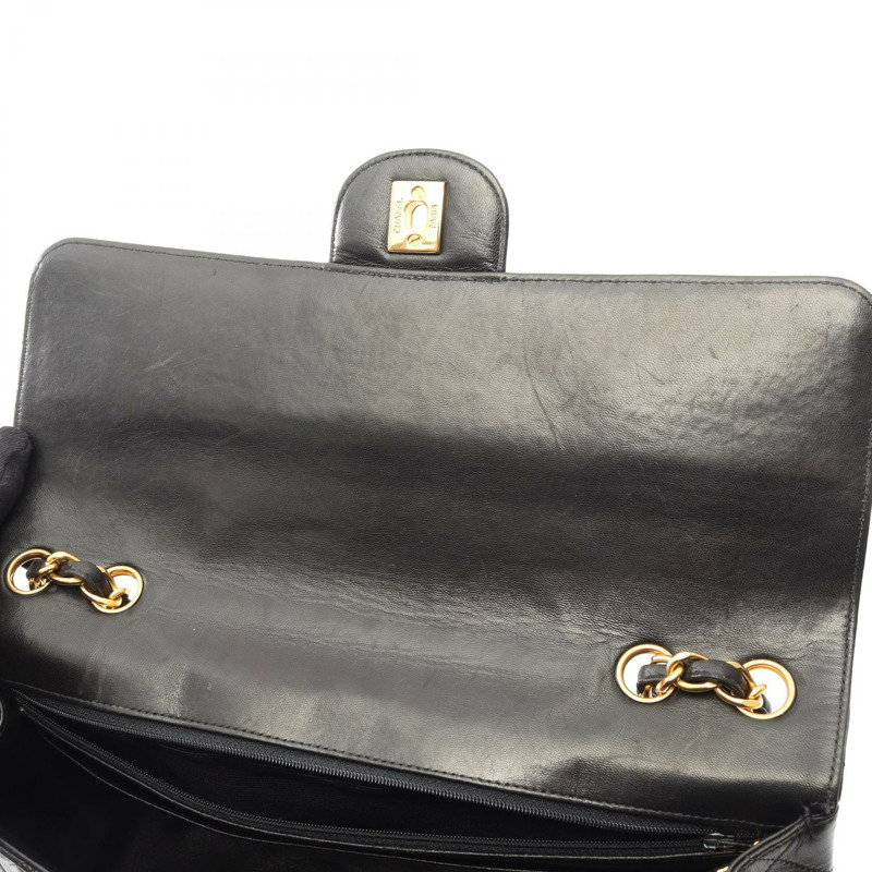 香奈兒 Jumbo Matelasse 30 單翻蓋鏈條肩背包，羊皮材質，黑色，二手-6