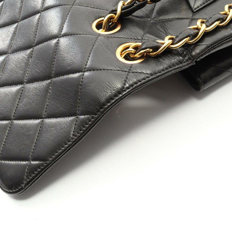 香奈兒 Jumbo Matelasse 30 單翻蓋鏈條肩背包，羊皮材質，黑色，二手-9