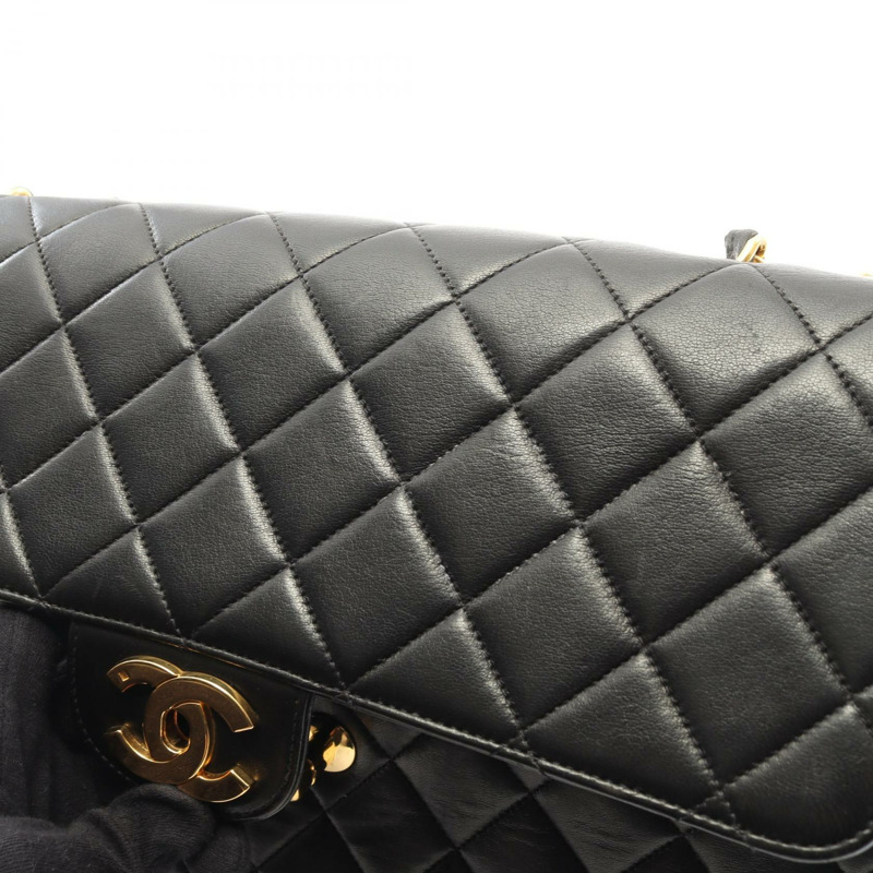 香奈兒 Jumbo Matelasse 30 單翻蓋鏈條肩背包，羊皮材質，黑色，二手-11