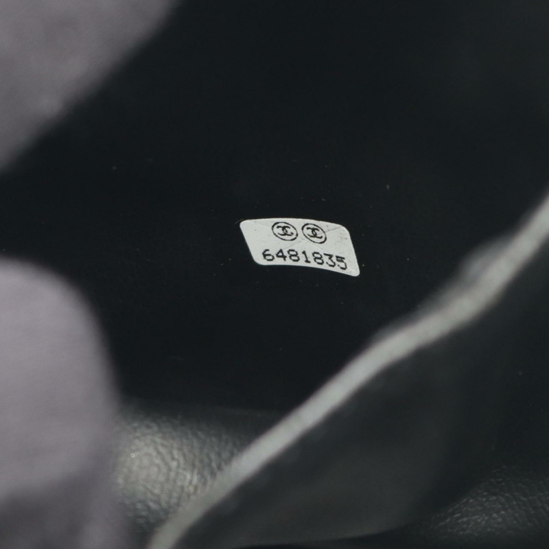 香奈兒 COCO 標誌化妝包,粒面小牛皮,黑色,二手,女士,金色五金 CC-4