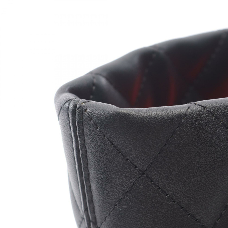 香奈兒 Cambon 系列大手提單肩包,黑色/白色皮革,二手,帶五金配件-6