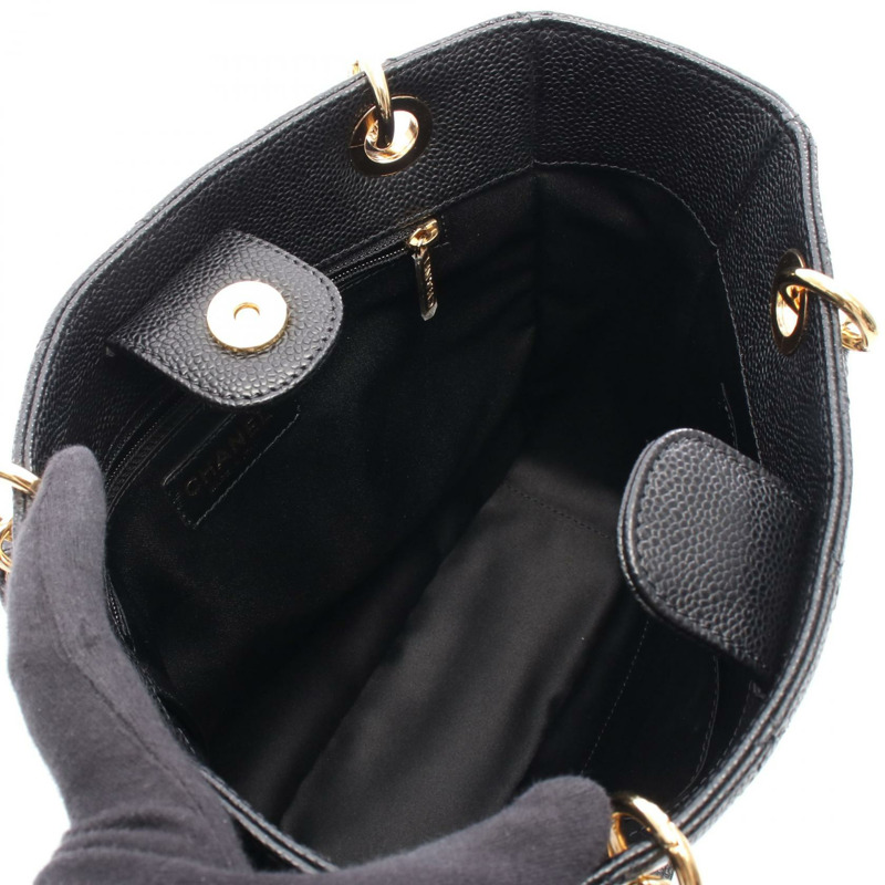 香奈兒 Matelasse PST 鏈肩背托特包,粒面小牛皮,黑色,二手,金色五金-2