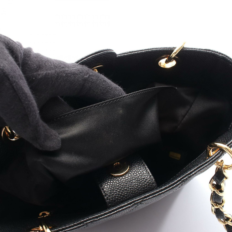 香奈兒 Matelasse PST 鏈肩背托特包,粒面小牛皮,黑色,二手,金色五金-6