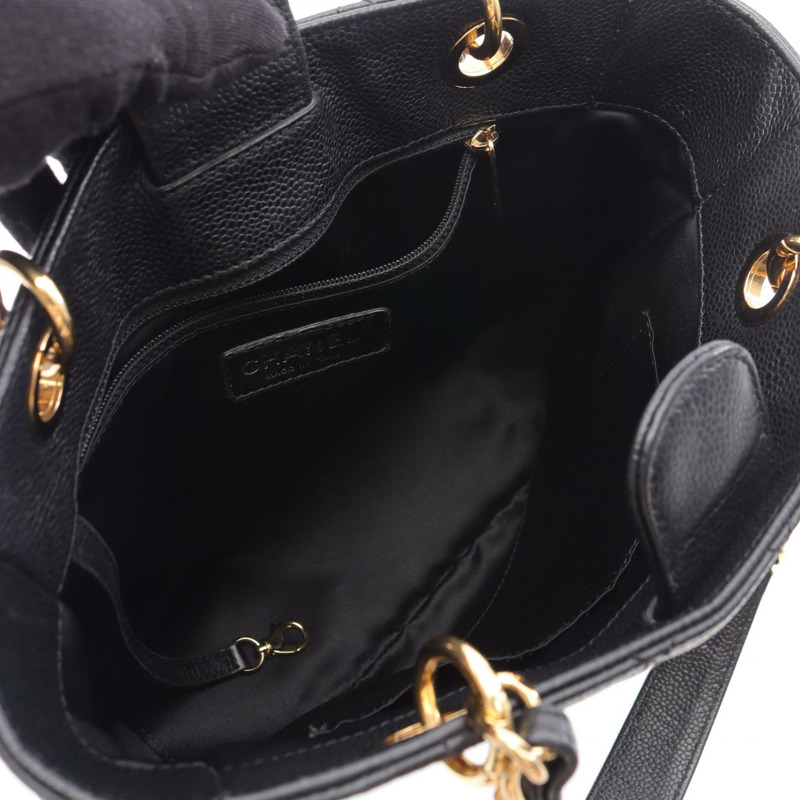 香奈兒 Matelasse PST 手提鏈條肩背包,粒面小牛皮,黑色,二手,金色五金-2