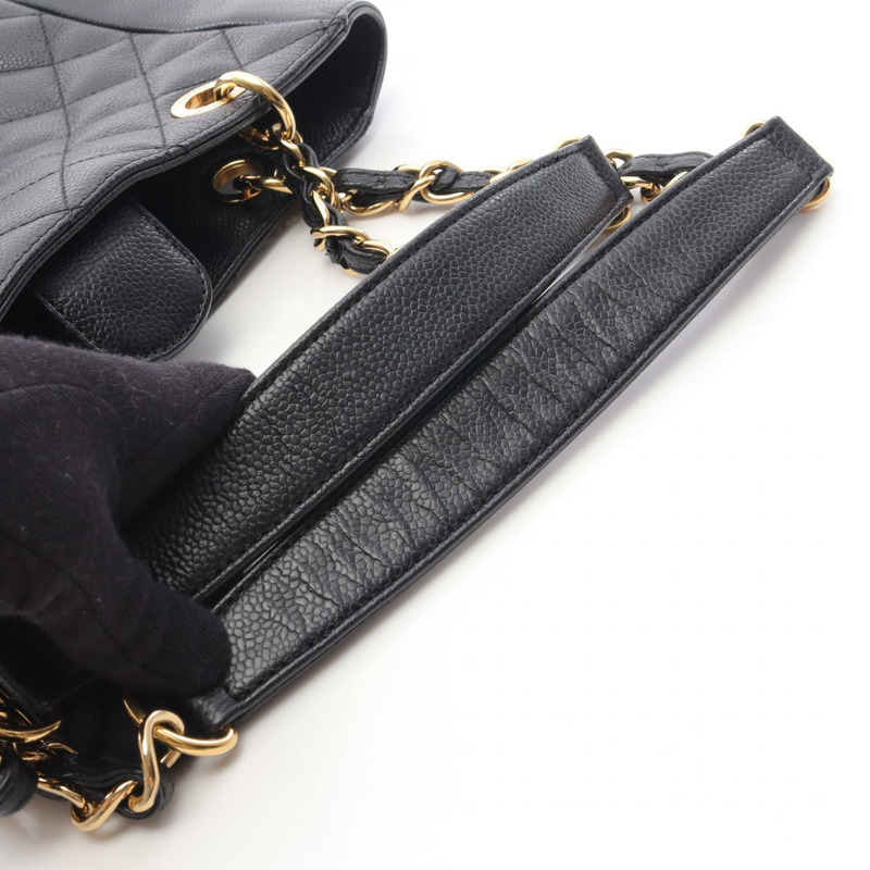 香奈兒 Matelasse PST 手提鏈條肩背包,粒面小牛皮,黑色,二手,金色五金-7