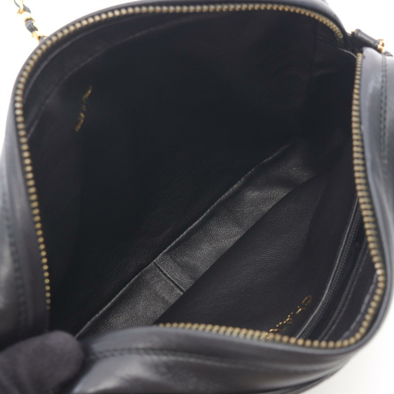 香奈兒 COCO 標誌菱形縫線鏈斜背包單肩包,羊皮,黑色,金色五金-2