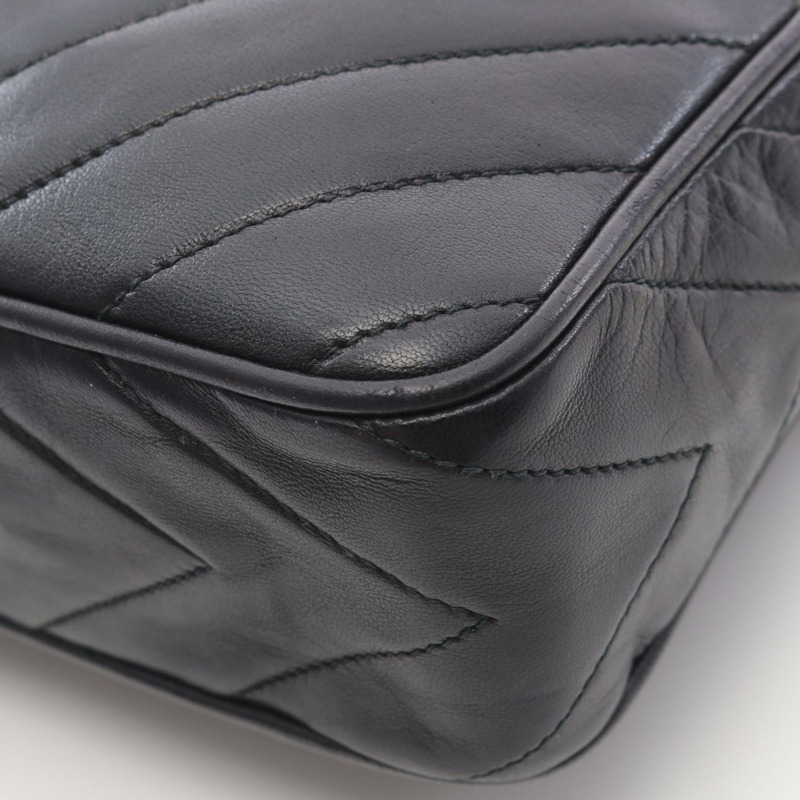 香奈兒 COCO 標誌菱形縫線鏈斜背包單肩包,羊皮,黑色,金色五金-7