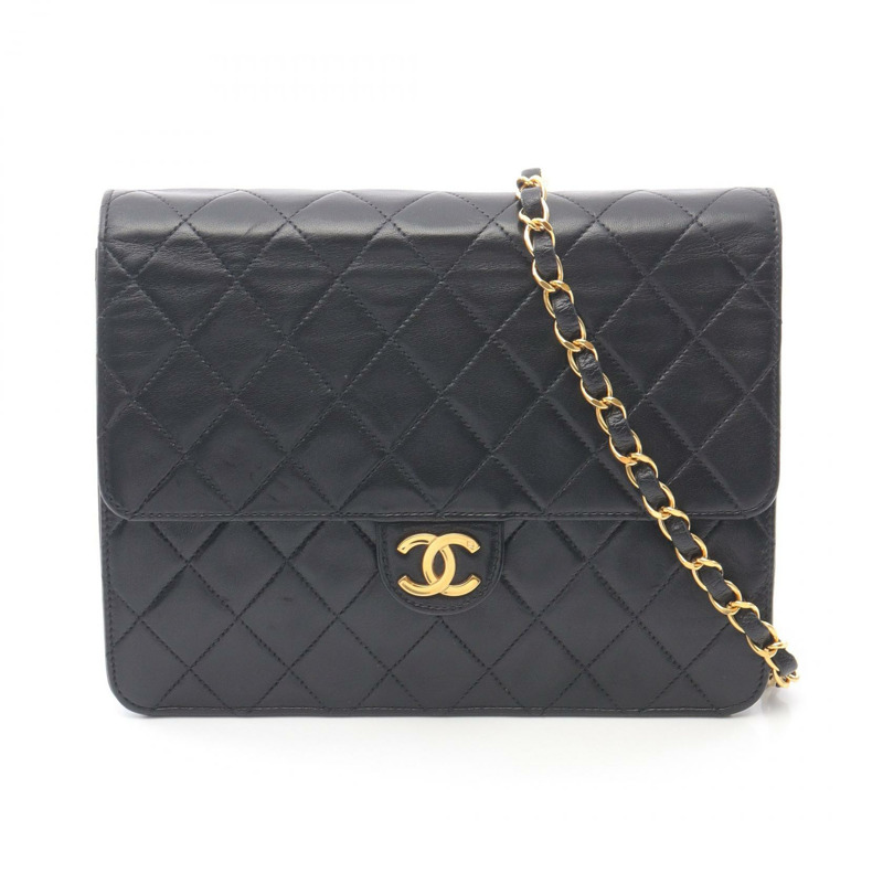 香奈兒 (CHANEL) Matelasse 單翻蓋鏈條肩背包,羊皮材質,黑色,二手-0