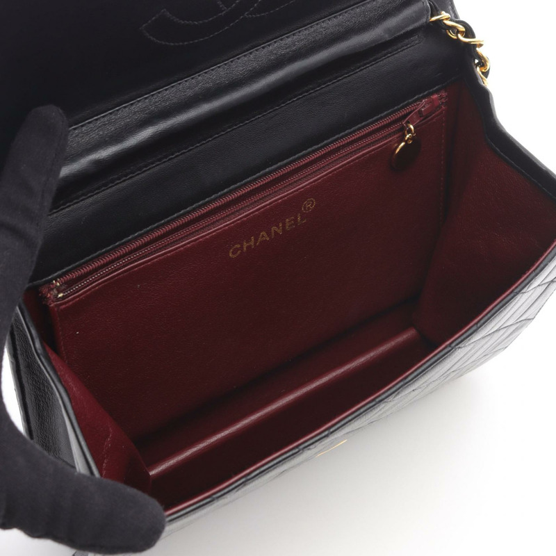 香奈兒 (CHANEL) Matelasse 單翻蓋鏈條肩背包,羊皮材質,黑色,二手-2