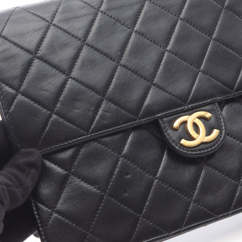 香奈兒 (CHANEL) Matelasse 單翻蓋鏈條肩背包,羊皮材質,黑色,二手-5