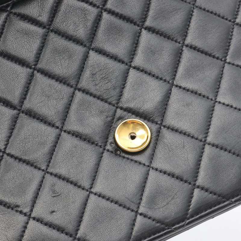 香奈兒 (CHANEL) Matelasse 單翻蓋鏈條肩背包,羊皮材質,黑色,二手-6
