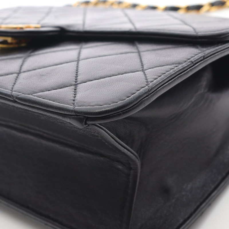 香奈兒 (CHANEL) Matelasse 單翻蓋鏈條肩背包,羊皮材質,黑色,二手-9