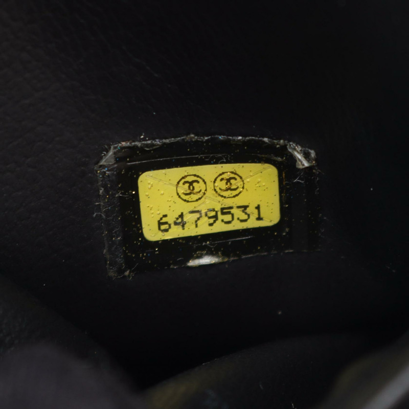 香奈兒 COCO 標誌化妝包,小牛皮,黑色,二手,女士,金色五金-4