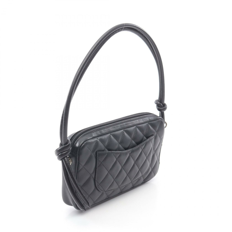 香奈兒 Cambon 系列單肩手提包,黑色/白色,二手,女士,帶五金配件-1