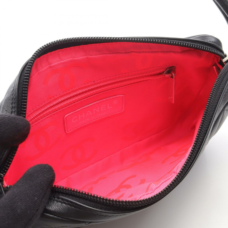 香奈兒 Cambon 系列單肩手提包,黑色/白色,二手,女士,帶五金配件-2