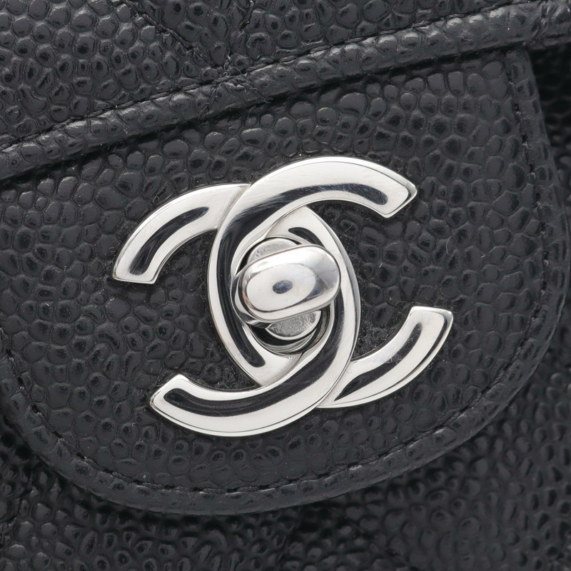 香奈兒 (CHANEL) Matelasse W 翻蓋鏈條肩背包,小牛皮,黑色,二手,帶五金配件-7