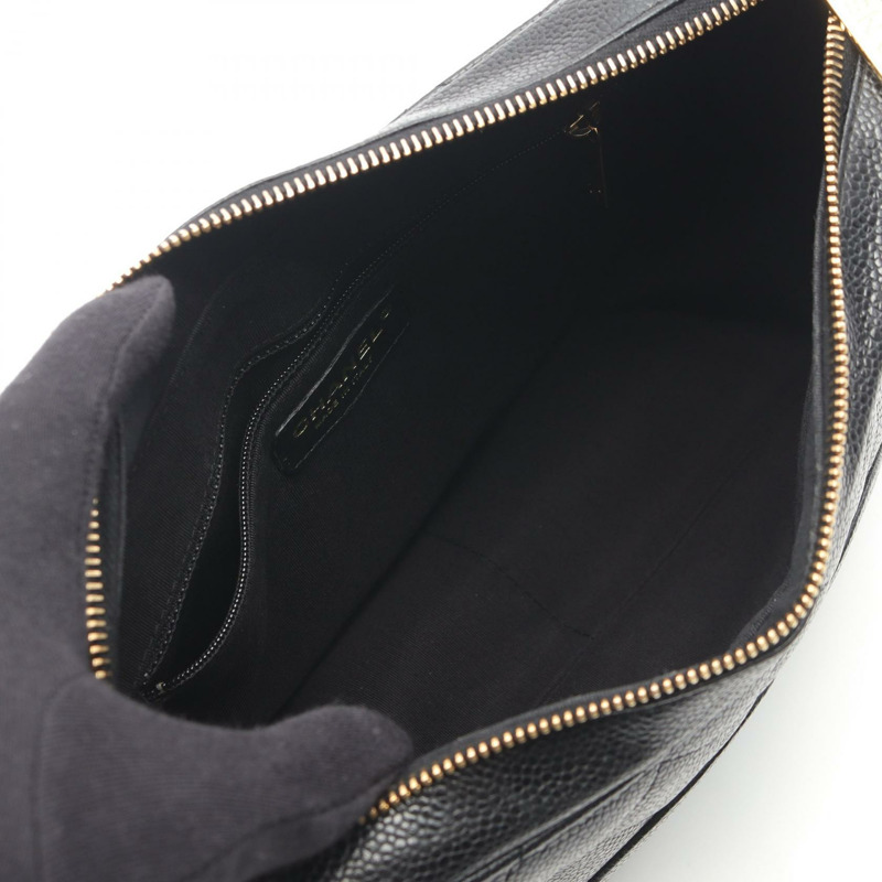 香奈兒 (CHANEL) 菱格紋鏈條肩背包,黑色粒面小牛皮,二手女款,金色五金-2