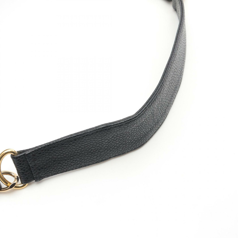 香奈兒 (CHANEL) 菱格紋鏈條肩背包,黑色粒面小牛皮,二手女款,金色五金-7