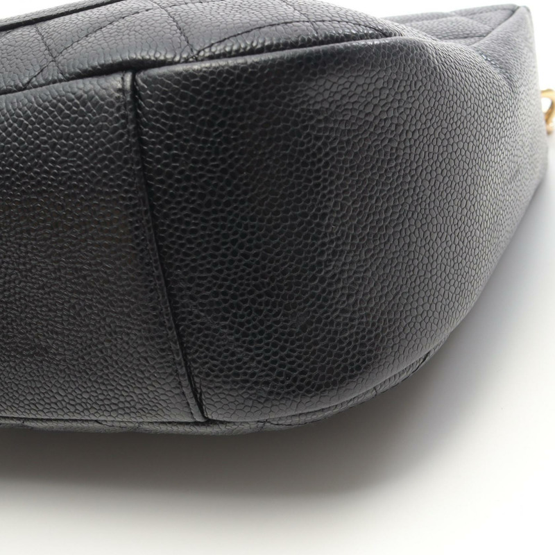 香奈兒 (CHANEL) 菱格紋鏈條肩背包,黑色粒面小牛皮,二手女款,金色五金-9