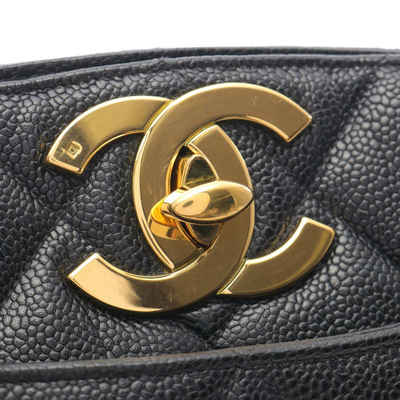 香奈兒 (CHANEL) 絎縫鏈條肩背包，小牛皮材質，黑色，二手，女士款，金色五金配件-7