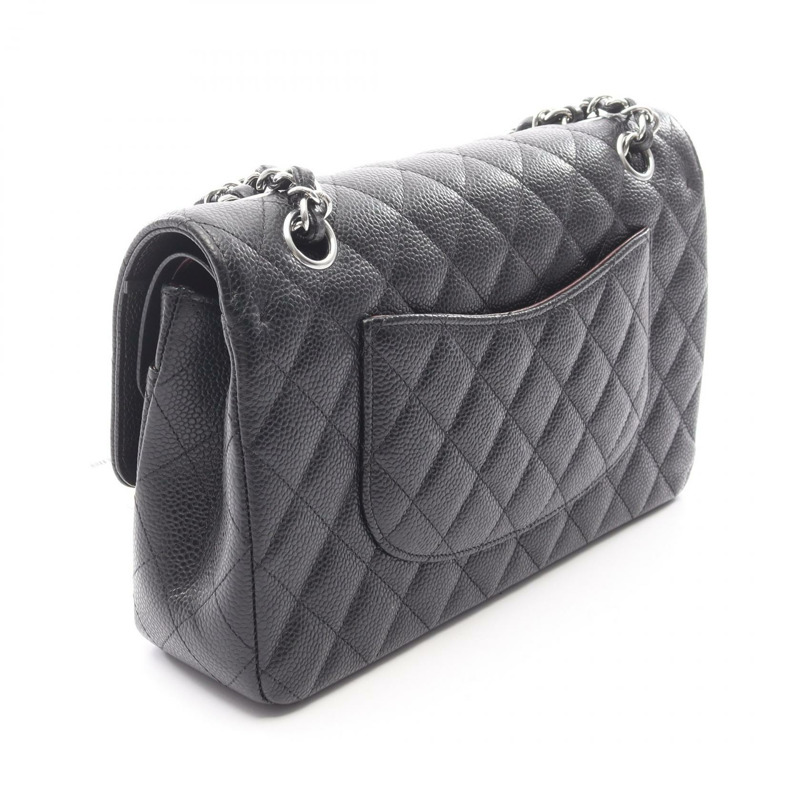 香奈兒 Matelasse W 翻蓋鏈條單背包 A01112 粒面小牛皮 黑色 二手 SHW CC-1