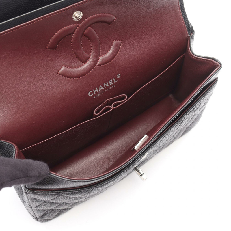 香奈兒 Matelasse W 翻蓋鏈條單背包 A01112 粒面小牛皮 黑色 二手 SHW CC-2