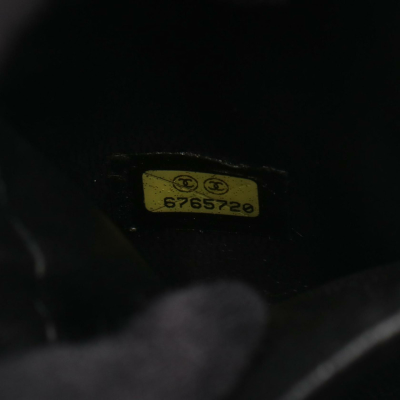 香奈兒 COCO 標誌化妝包,粒面小牛皮,黑色,二手,女士,金色五金 CC-4