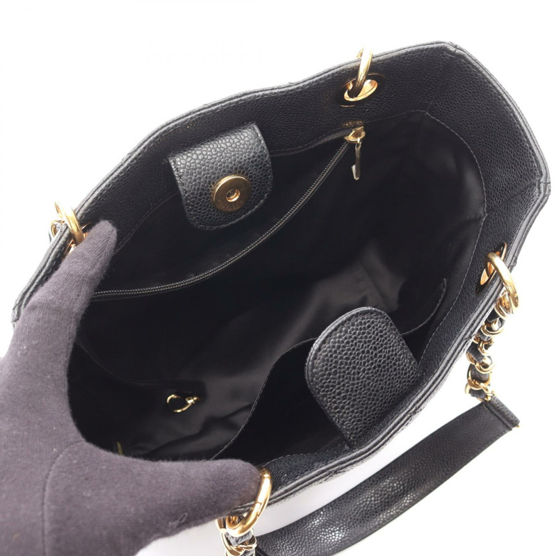 香奈兒 Matelasse PST 鏈肩背托特包，粒面小牛皮，黑色，二手，金色五金-2