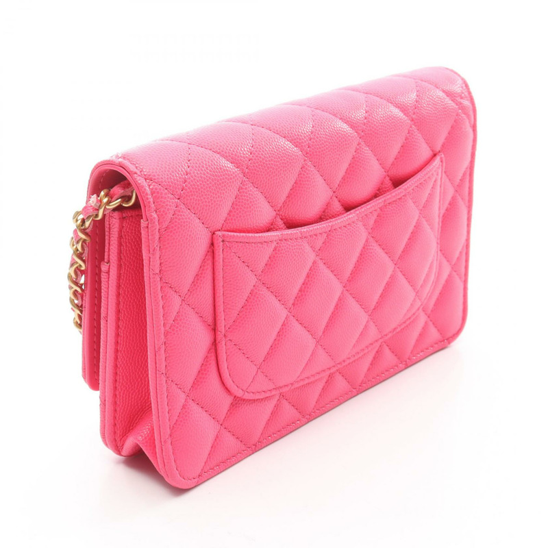 香奈兒 (CHANEL) 絎縫鏈條單背包 AP3694 粒面小牛皮 粉紅色 二手 金色五金 CC-1