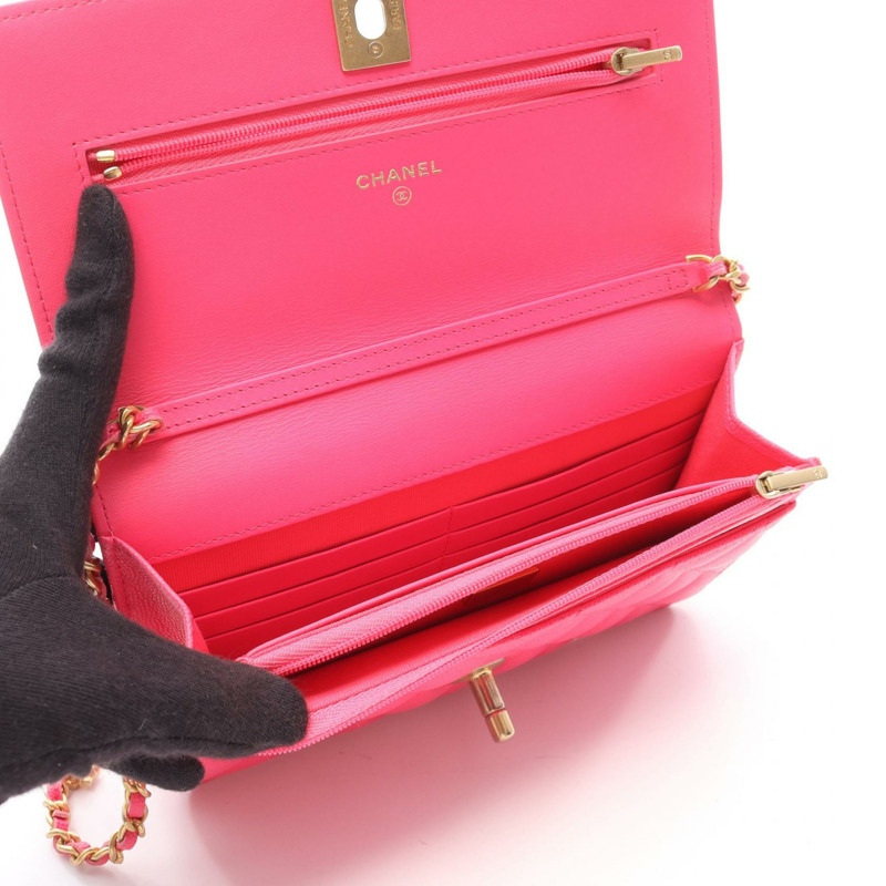 香奈兒 (CHANEL) 絎縫鏈條單背包 AP3694 粒面小牛皮 粉紅色 二手 金色五金 CC-2