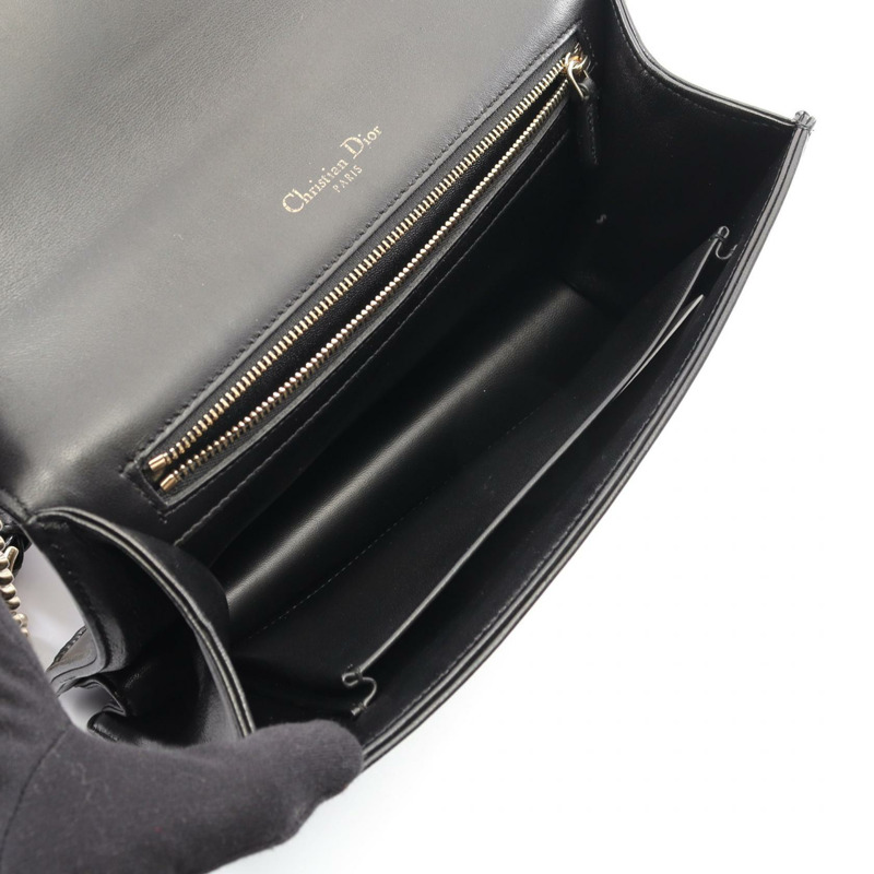 Christian Dior DIORAMA 鏈條肩背包,黑色多色皮革,二手女款-2
