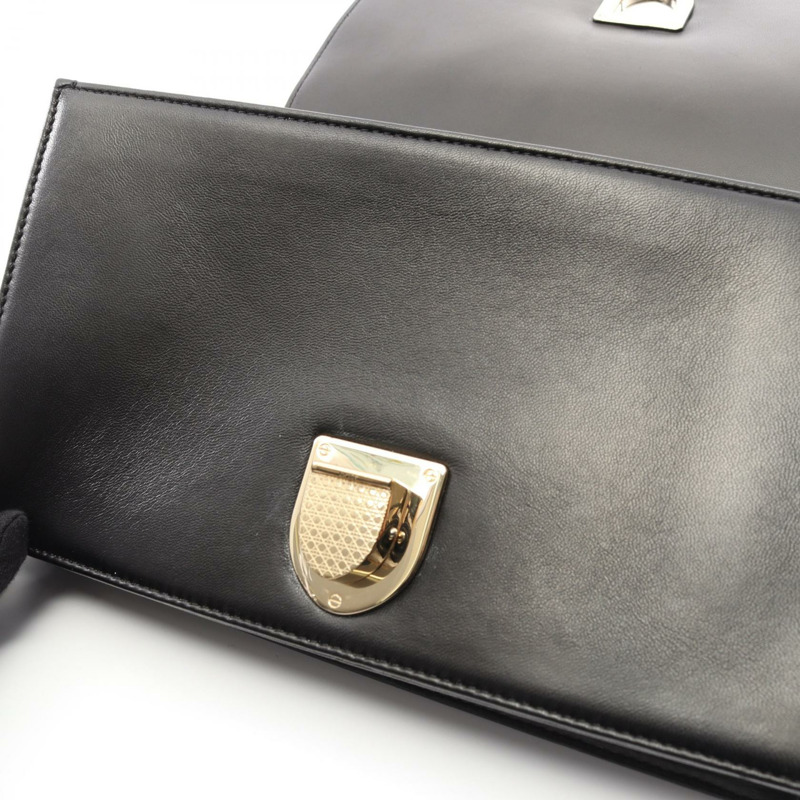 Christian Dior DIORAMA 鏈條肩背包,黑色多色皮革,二手女款-4