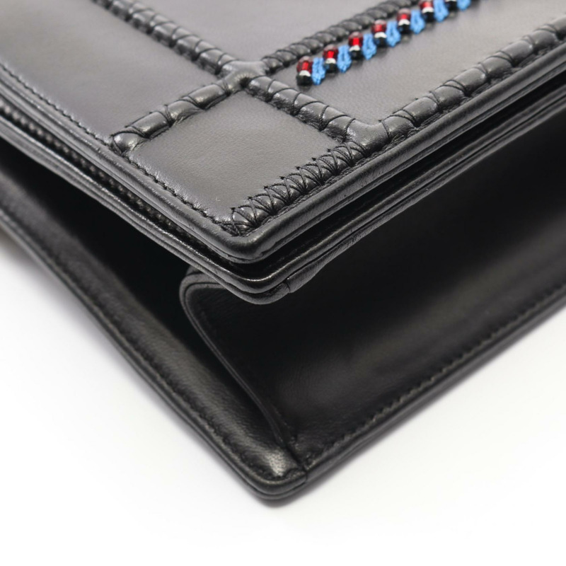 Christian Dior DIORAMA 鏈條肩背包,黑色多色皮革,二手女款-6