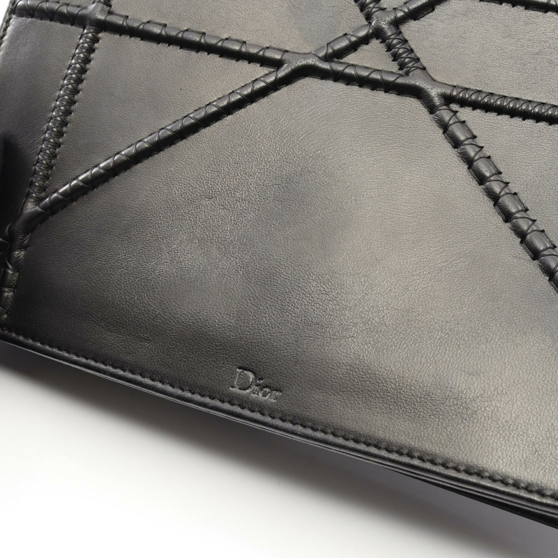 Christian Dior DIORAMA 鏈條肩背包,黑色多色皮革,二手女款-8