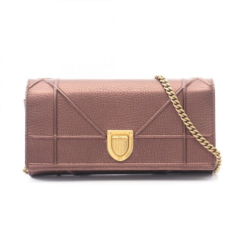 Christian Dior DIORAMA 鏈條皮夾 肩膀背包 棕色皮革 二手-0