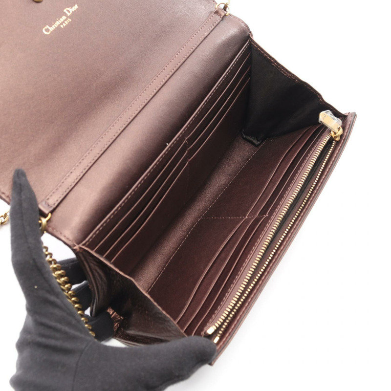 Christian Dior DIORAMA 鏈條皮夾 肩膀背包 棕色皮革 二手-2