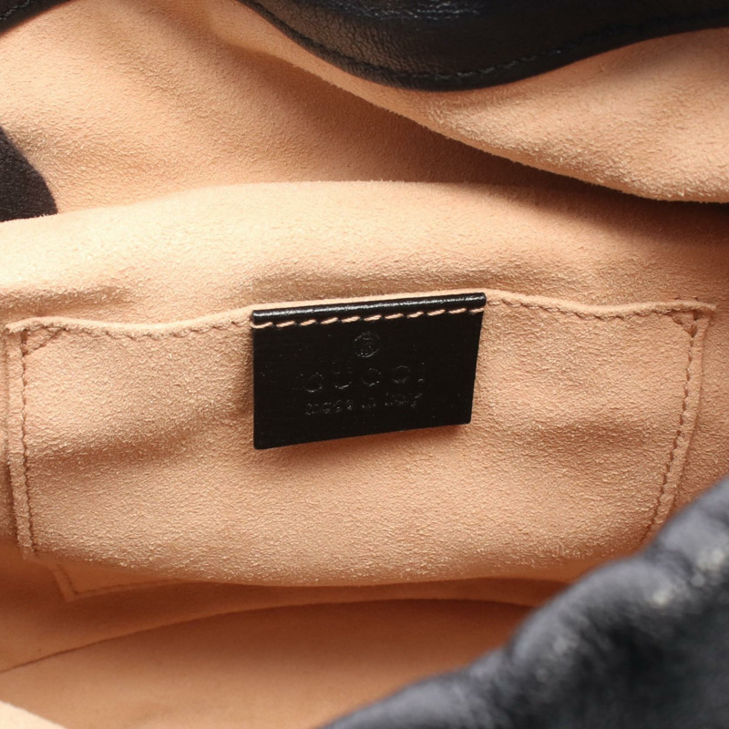 GUCCI 馬銜扣水桶單肩斜背包 602118 黑色皮革 二手 女士 GHW-3