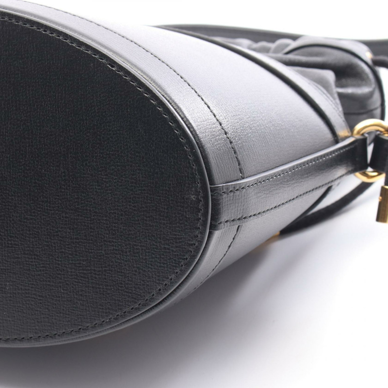 GUCCI 馬銜扣水桶單肩斜背包 602118 黑色皮革 二手 女士 GHW-6