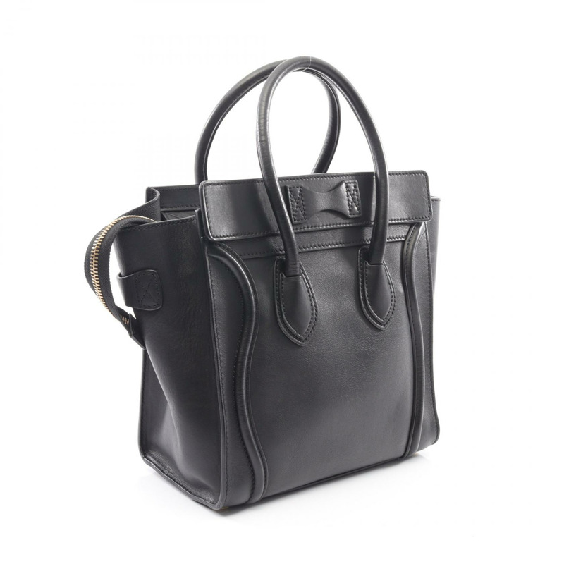CELINE Luggage 微型購物手提包 167793 黑色皮革 二手 女士-1