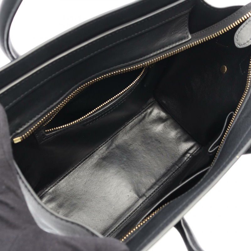 CELINE Luggage 微型購物手提包 167793 黑色皮革 二手 女士-2