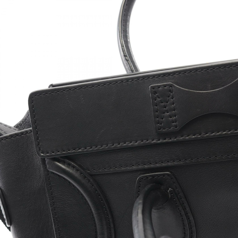 CELINE Luggage 微型購物手提包 167793 黑色皮革 二手 女士-8