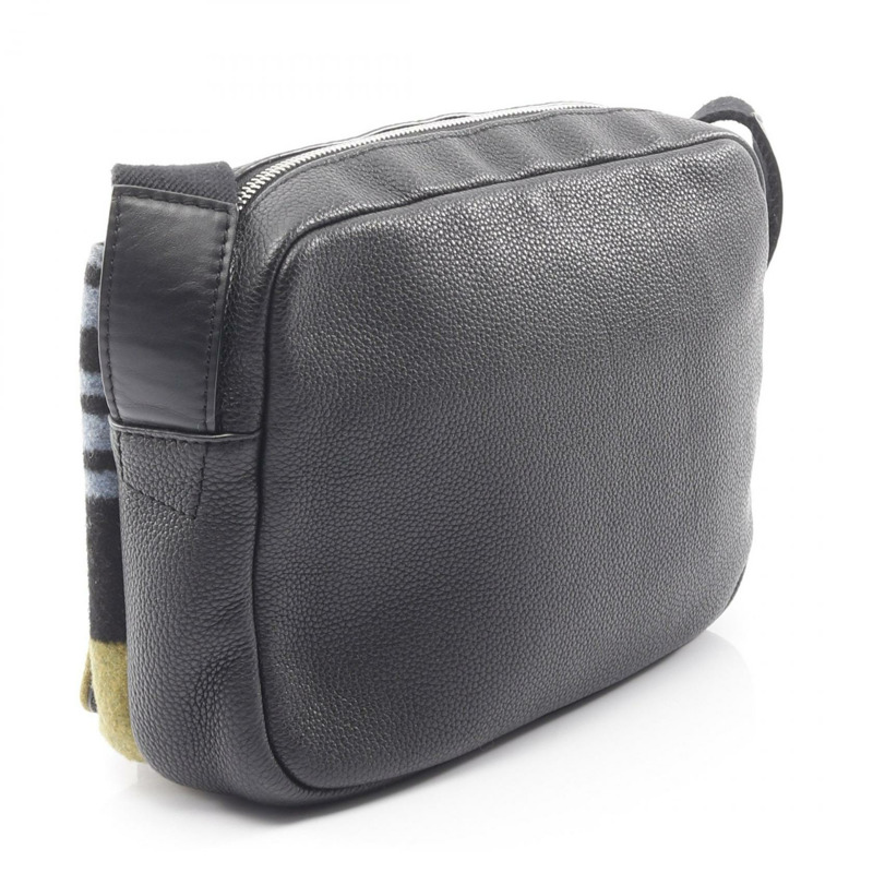 LOEWE 軍裝斜背包 XS 肩背包 羊毛皮革 黑色 二手-1