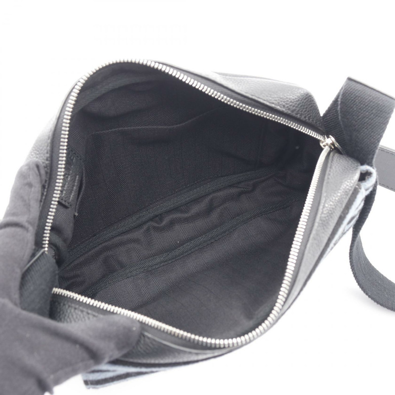 LOEWE 軍裝斜背包 XS 肩背包 羊毛皮革 黑色 二手-2